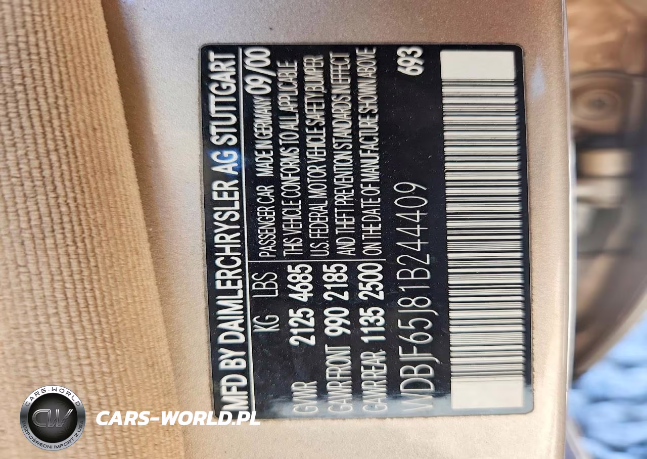 2001 Mercedes-Benz E 320 VIN:WDBJF65J81B244409 - 13