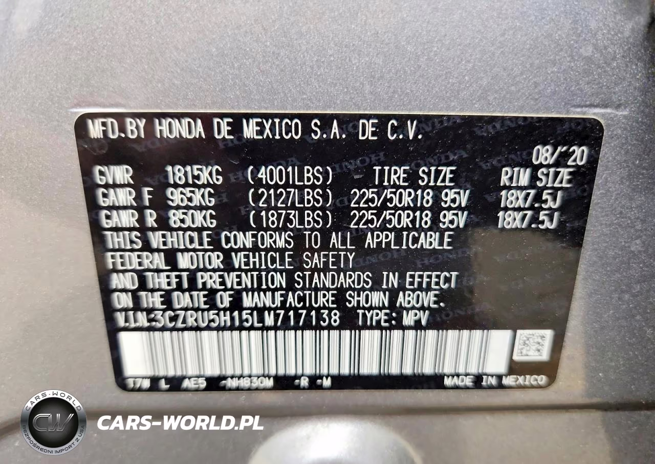 2020 Honda Hr-V Sport VIN:3CZRU5H15LM717138 - 13