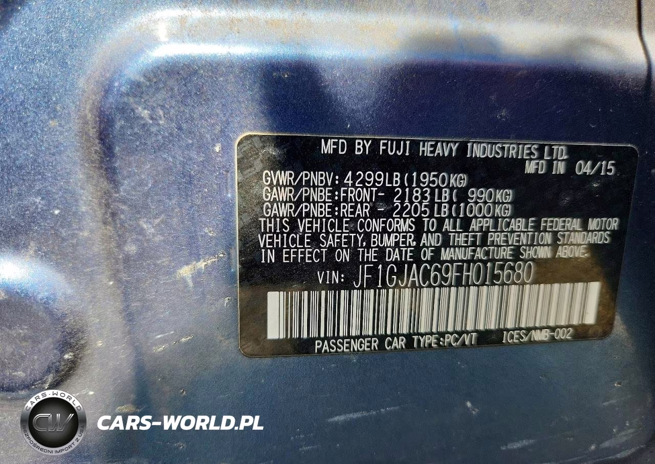 2015 Subaru Impreza Premium VIN:JF1GJAC69FH015680 - 12