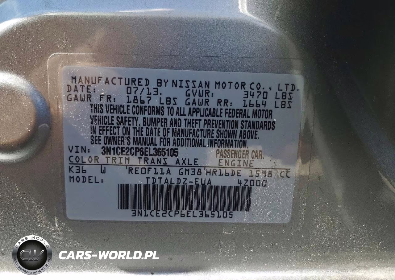 2014 Nissan Versa Note Sv VIN:3N1CE2CP6EL365105 - 12