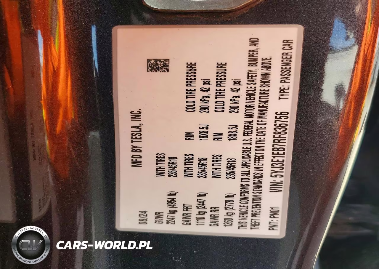 2024 Tesla Model 3 VIN:5YJ3E1EB7RF836756 - 13