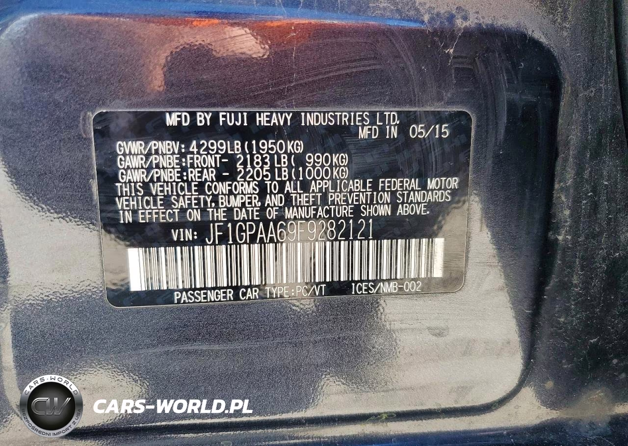 2015 Subaru Impreza VIN:JF1GPAA69F9282121 - 12