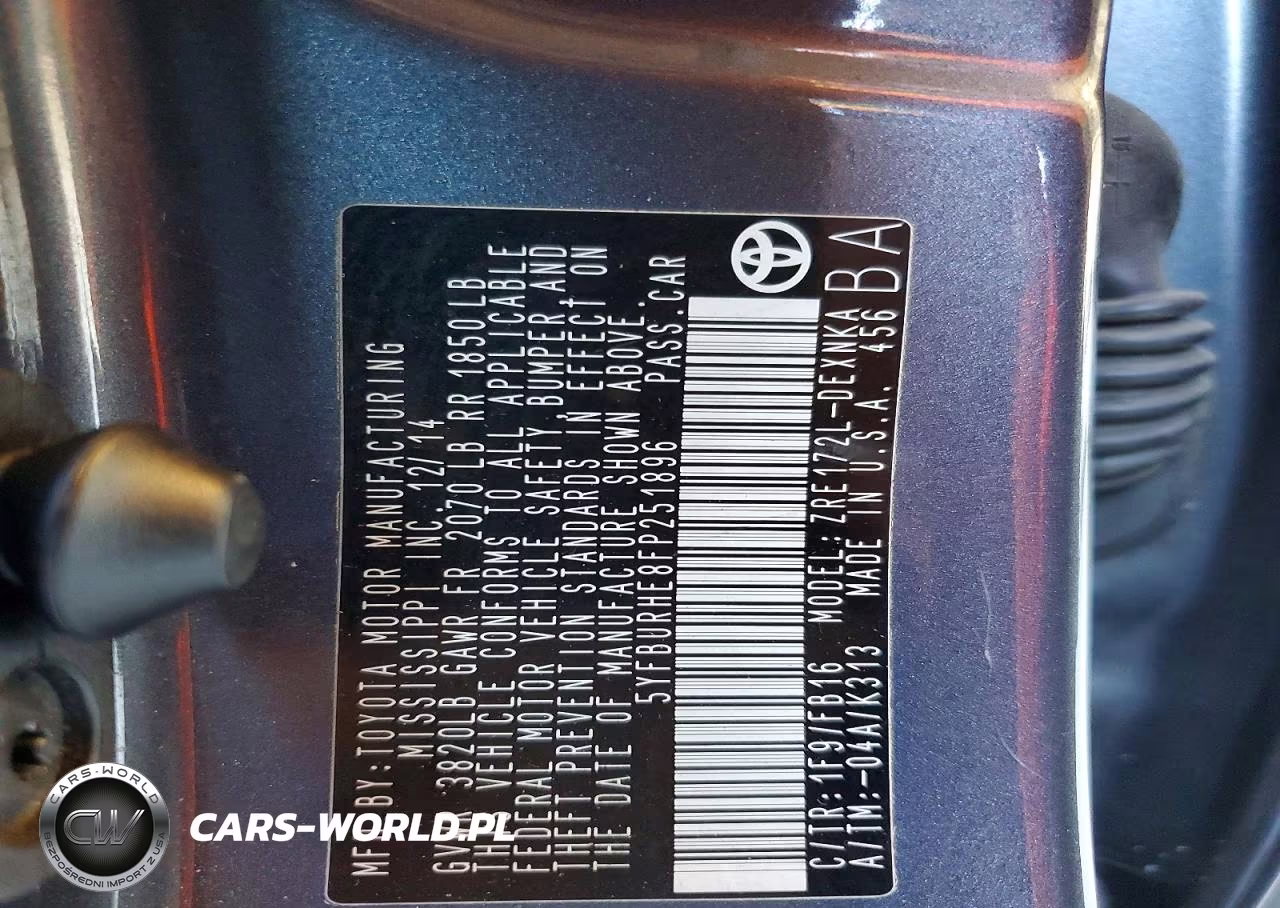 2015 Toyota Corolla Le VIN:5YFBURHE8FP251896 - 12