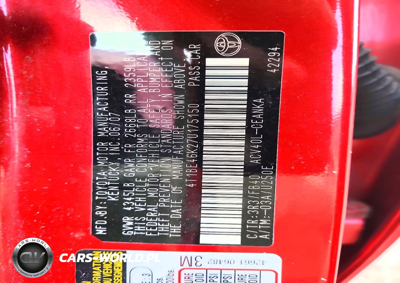 2007 Toyota Camry Ce VIN:4T1BE46K27U175150 - 12