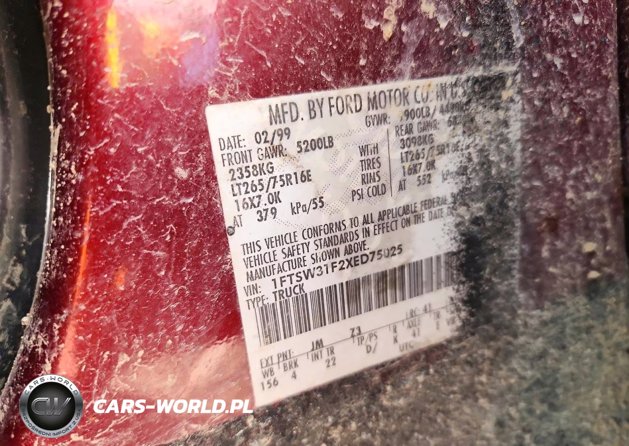 1999 Ford F350 Srw Super Duty VIN:1FTSW31F2XED75025 - 12