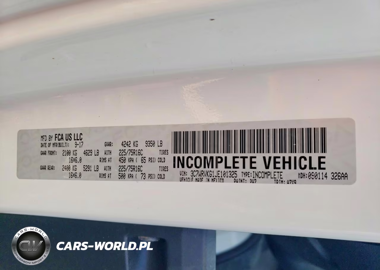 2018 Ram Promaster 3500 3500 Standard VIN:3C7WRVKG1JE101325 - 13