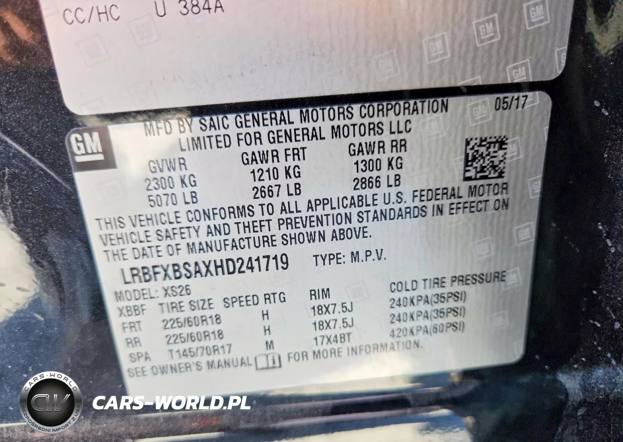 2017 Buick Envision Preferred A VIN:LRBFXBSAXHD241719 - 13