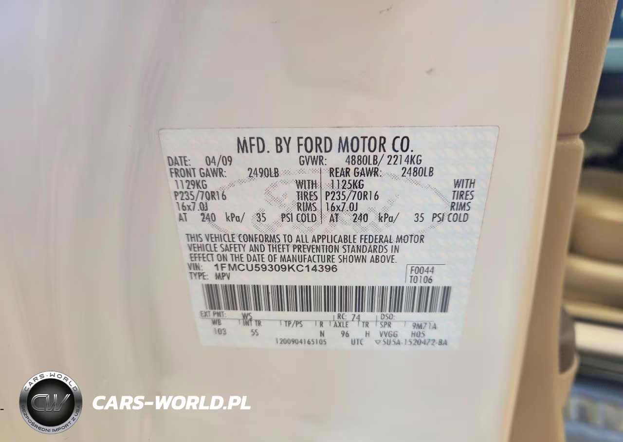 2009 Ford Escape Hybrid VIN:1FMCU59309KC14396 - 13