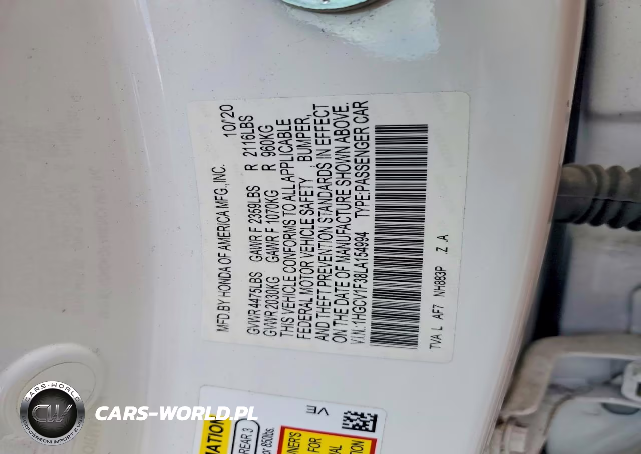 2020 Honda Accord Sport VIN:1HGCV1F38LA154994 - 13