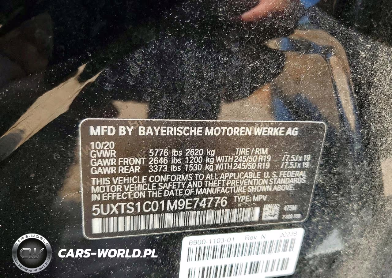 2021 BMW X3 xDrive30E VIN:5UXTS1C01M9E74776 - 14