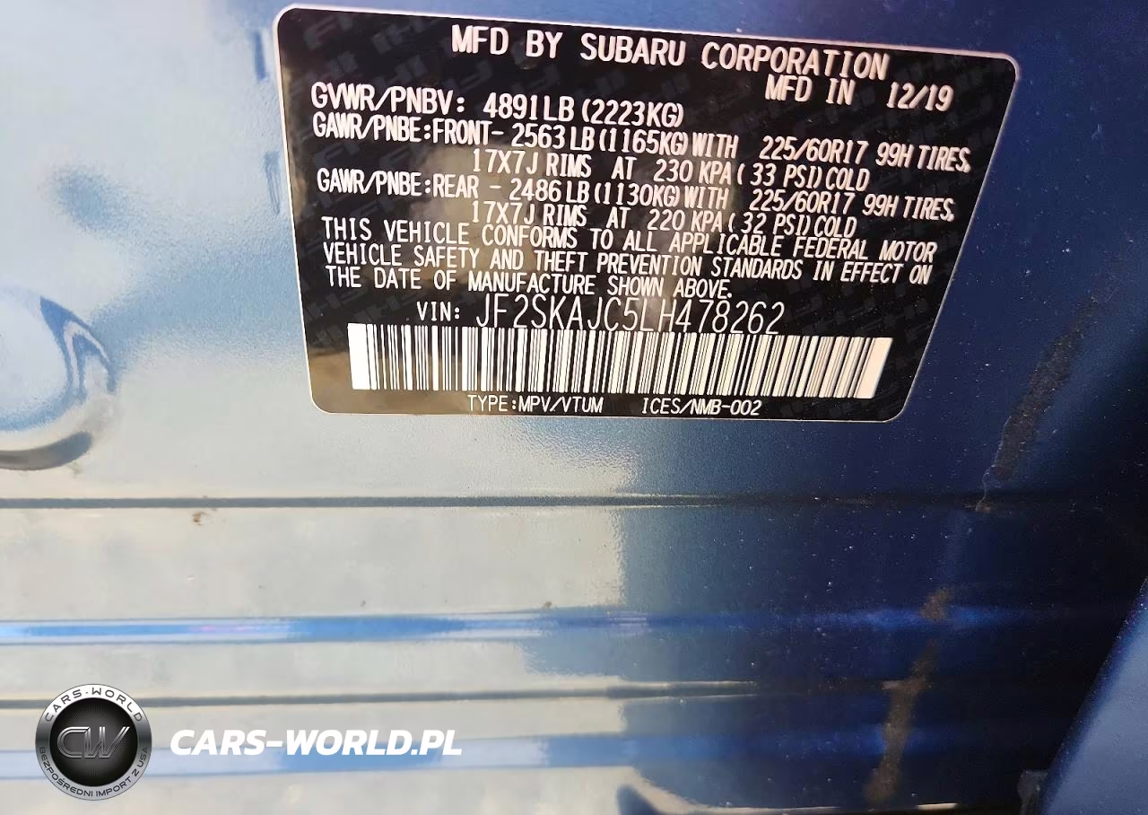 2020 Subaru Forester Premium VIN:JF2SKAJC5LH478262 - 14