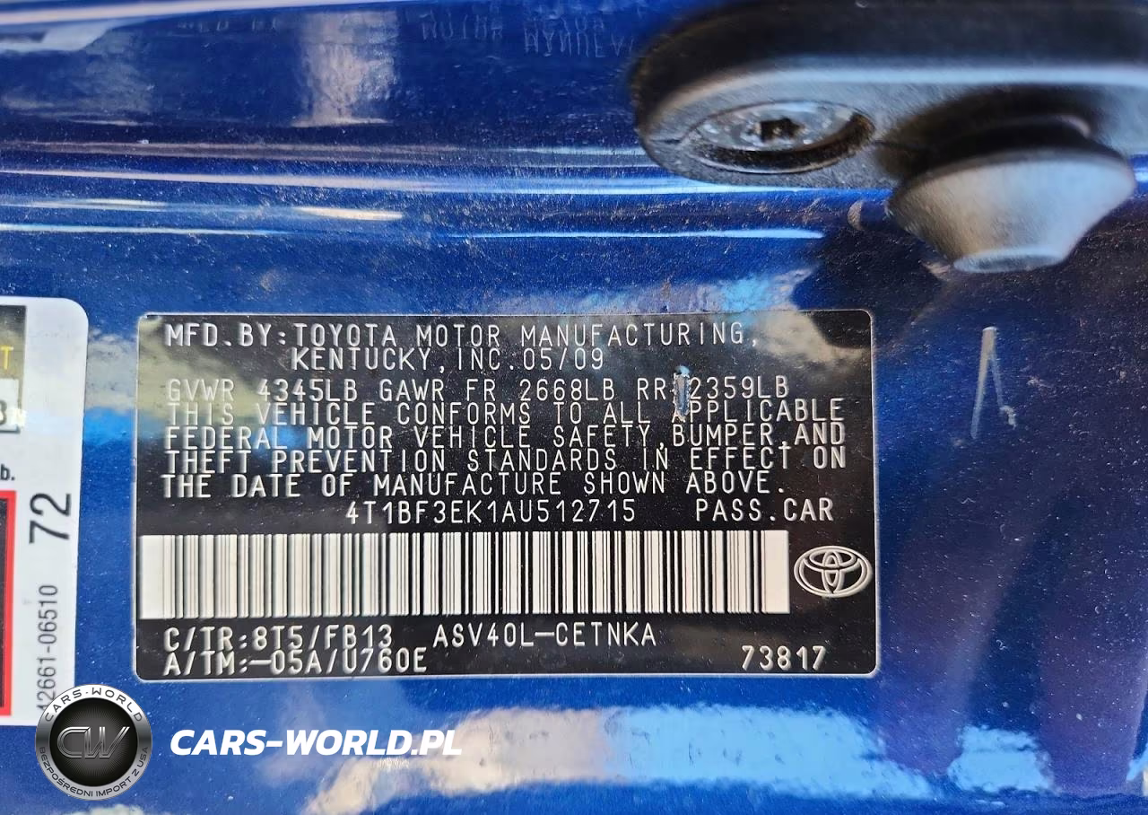 2010 Toyota Camry Base VIN:4T1BF3EK1AU512715 - 12