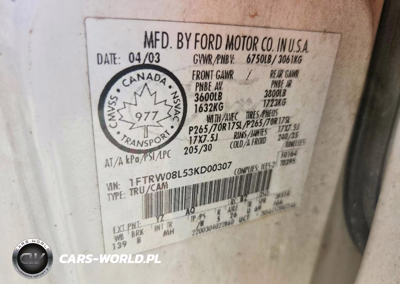 2003 Ford F150 Supercrew VIN:1FTRW08L53KD00307 - 12