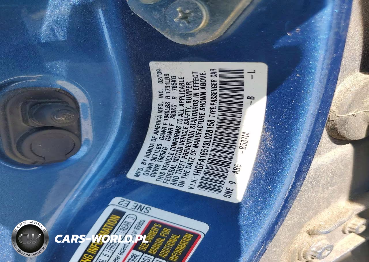 2009 Honda Civic Lx VIN:1HGFA16519L028158 - 12