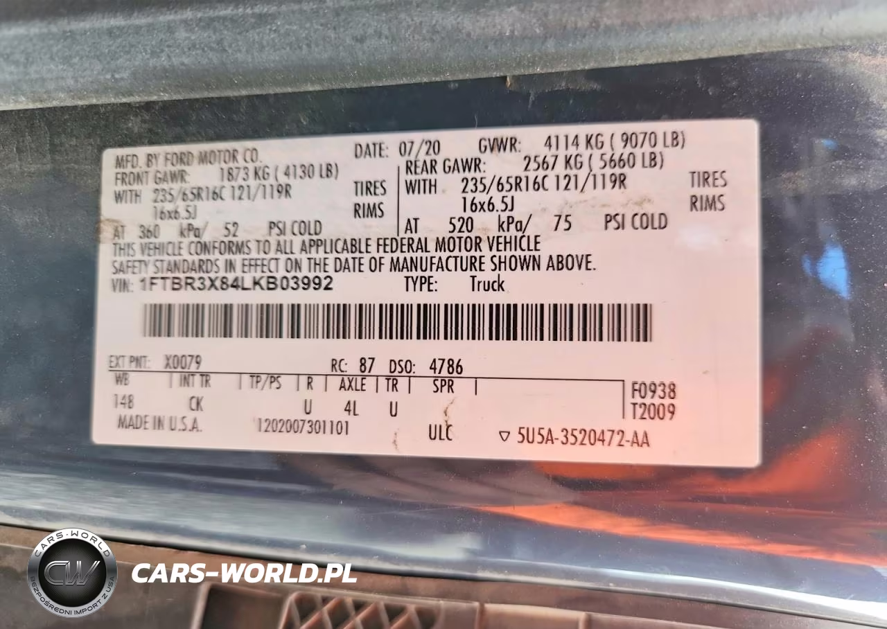2020 Ford Transit T-250 VIN:1FTBR3X84LKB03992 - 13