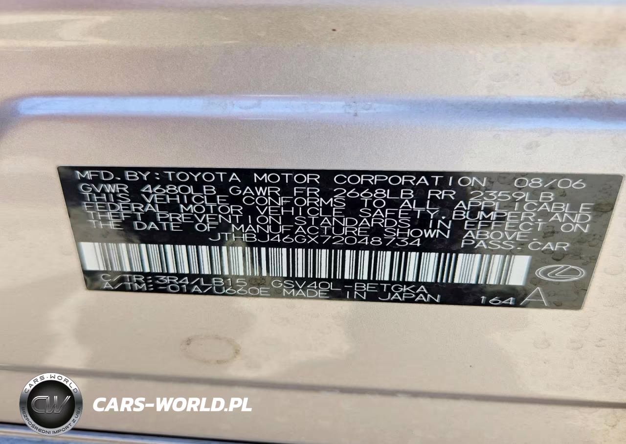 2007 Lexus Es 350 VIN:JTHBJ46GX72048734 - 12