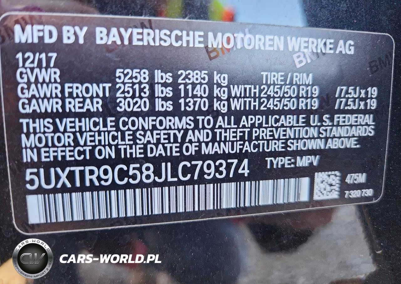 2018 BMW X3 xDrive30I VIN:5UXTR9C58JLC79374 - 14