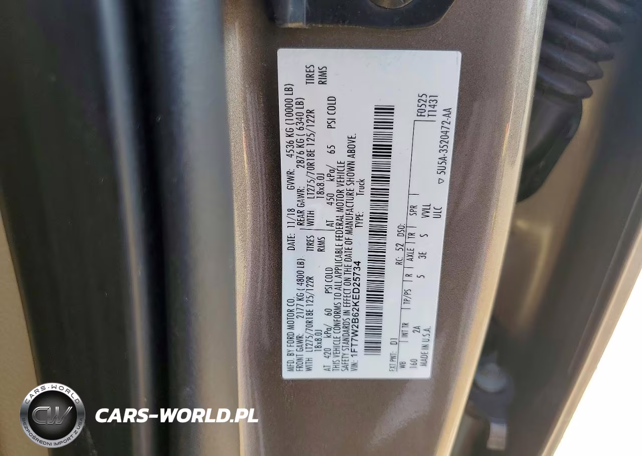 2019 Ford F250 Super Duty VIN:1FT7W2B62KED25734 - 12