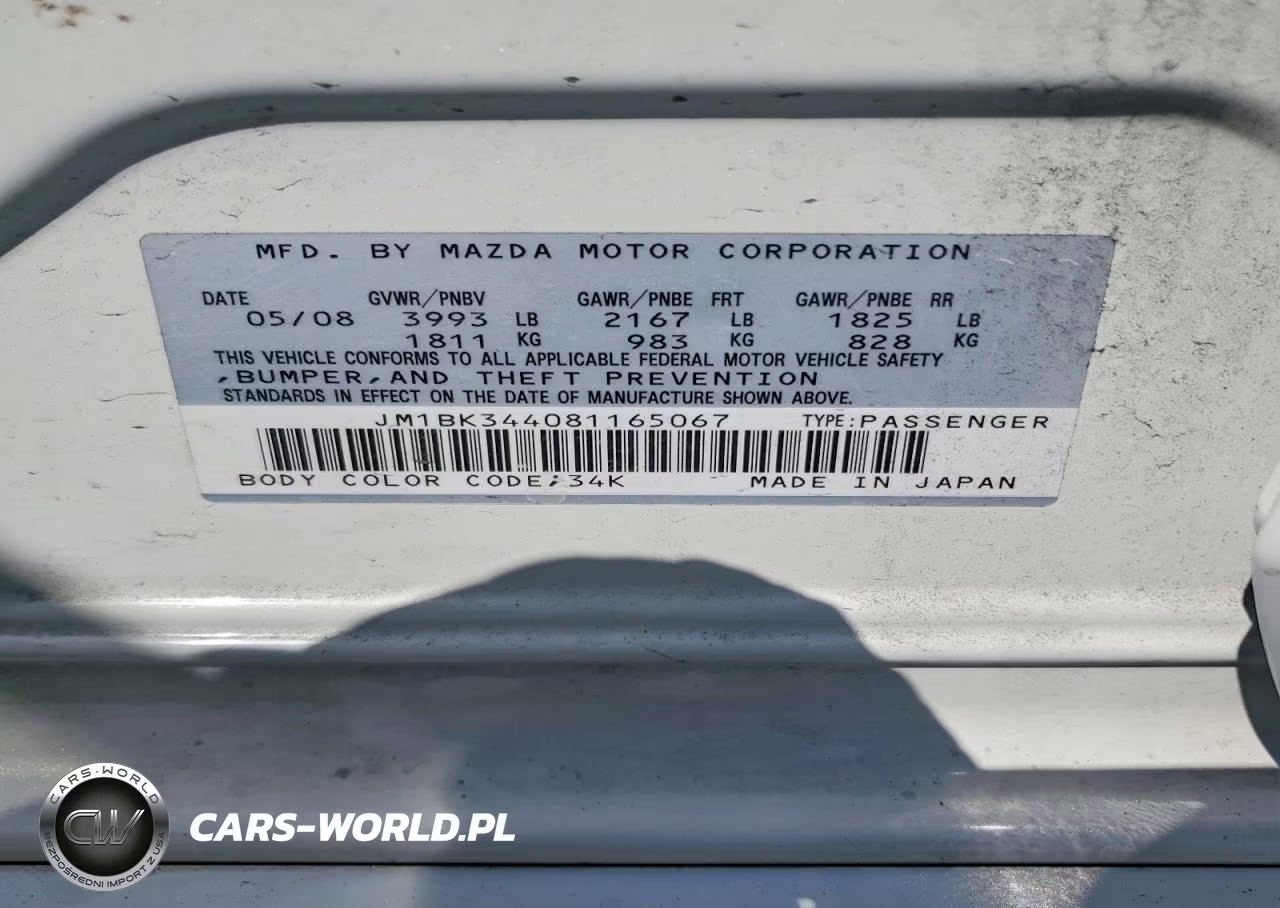 2008 Mazda 3 Hatchback VIN:JM1BK344081165067 - 12