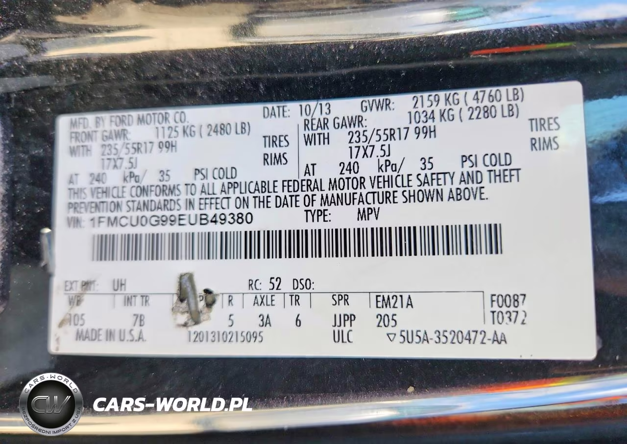 2014 Ford Escape Se VIN:1FMCU0G99EUB49380 - 13