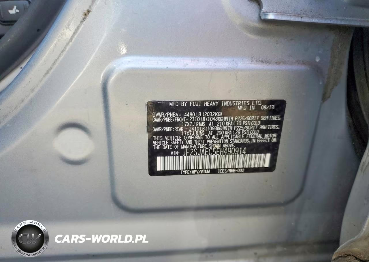 2014 Subaru Forester 2.5I Premium VIN:JF2SJAEC5EH490914 - 12