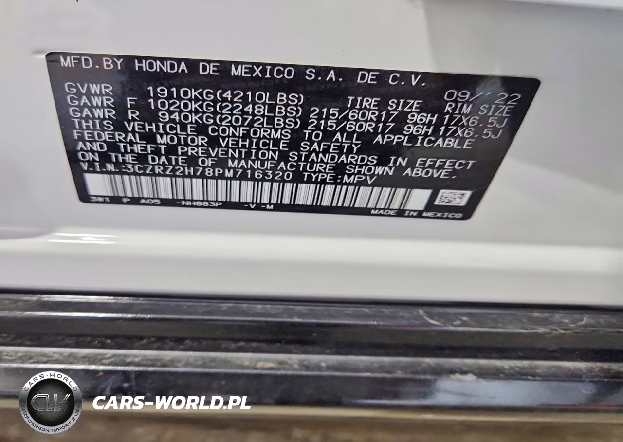 2023 Honda Hr-V Exl VIN:3CZRZ2H78PM716320 - 12