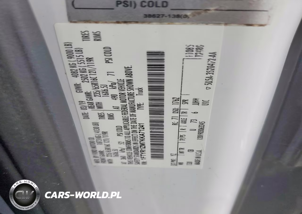 2019 Ford Transit T-250 VIN:1FTYR1ZM7KKA71241 - 13