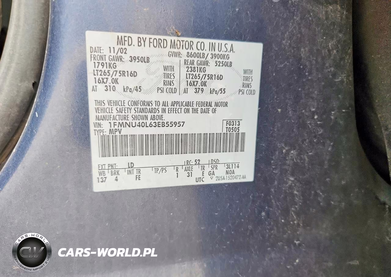 2003 Ford Excursion Xlt VIN:1FMNU40L63EB55957 - 13