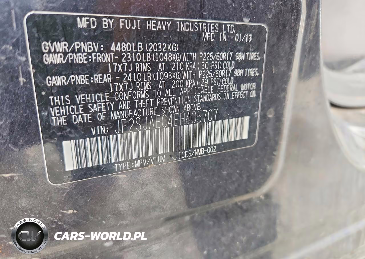 2014 Subaru Forester 2.5I Premium VIN:JF2SJAEC4EH405707 - 13