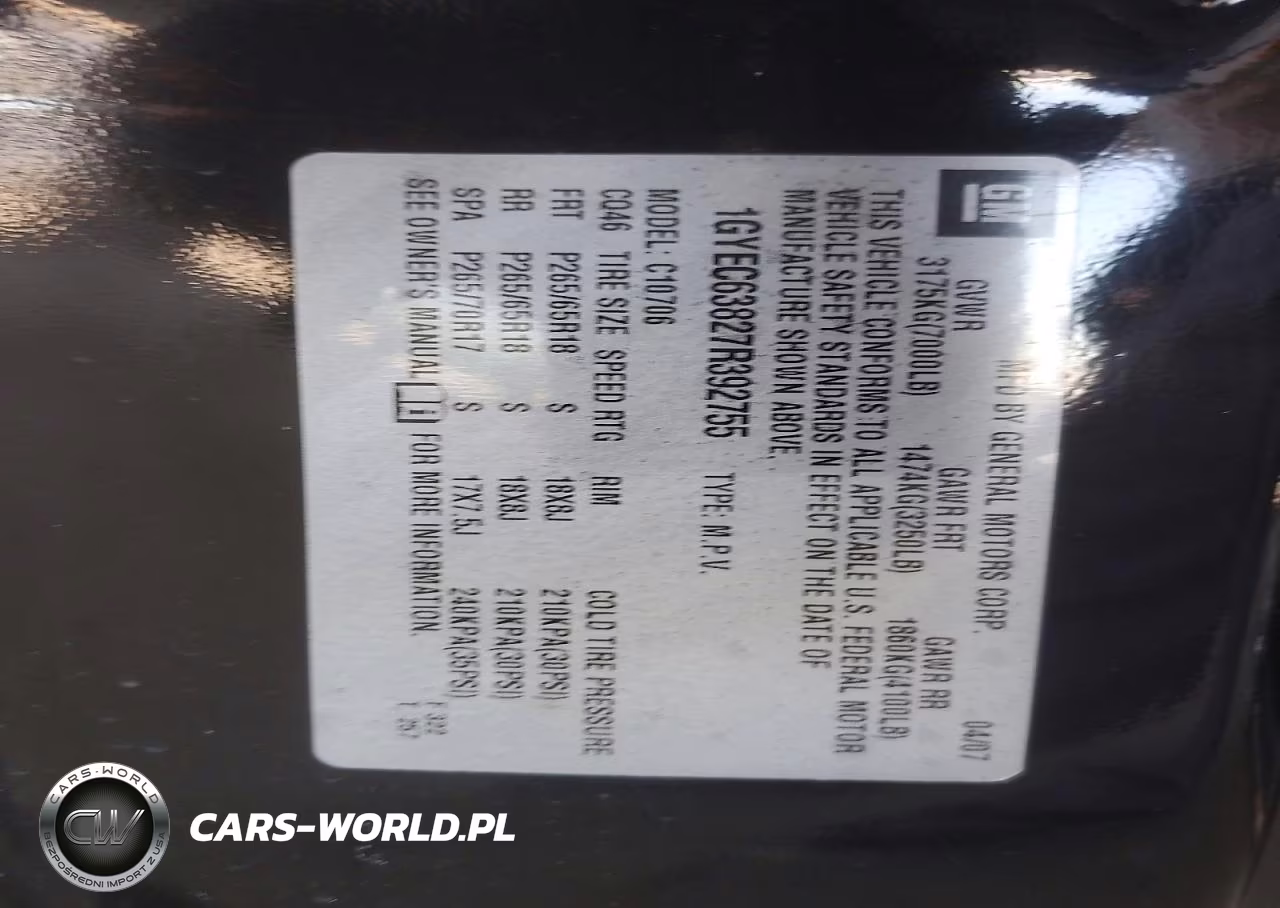 2007 Cadillac Escalade Luxury VIN:1GYEC63827R392755 - 13