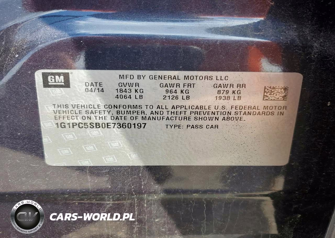 2014 Chevrolet Cruze Lt VIN:1G1PC5SB0E7360197 - 12