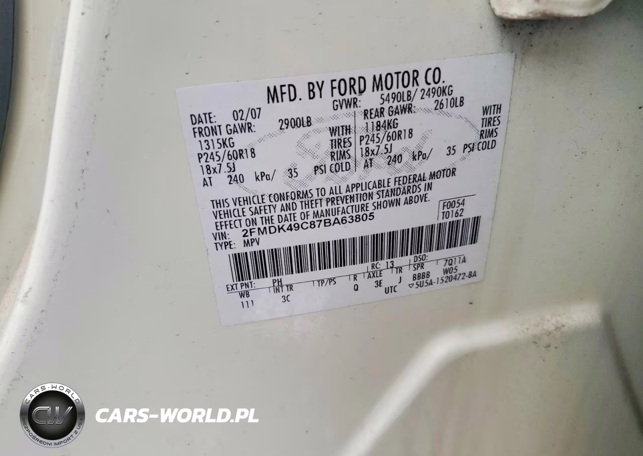2007 Ford Edge Sel Plus VIN:2FMDK49C87BA63805 - 13
