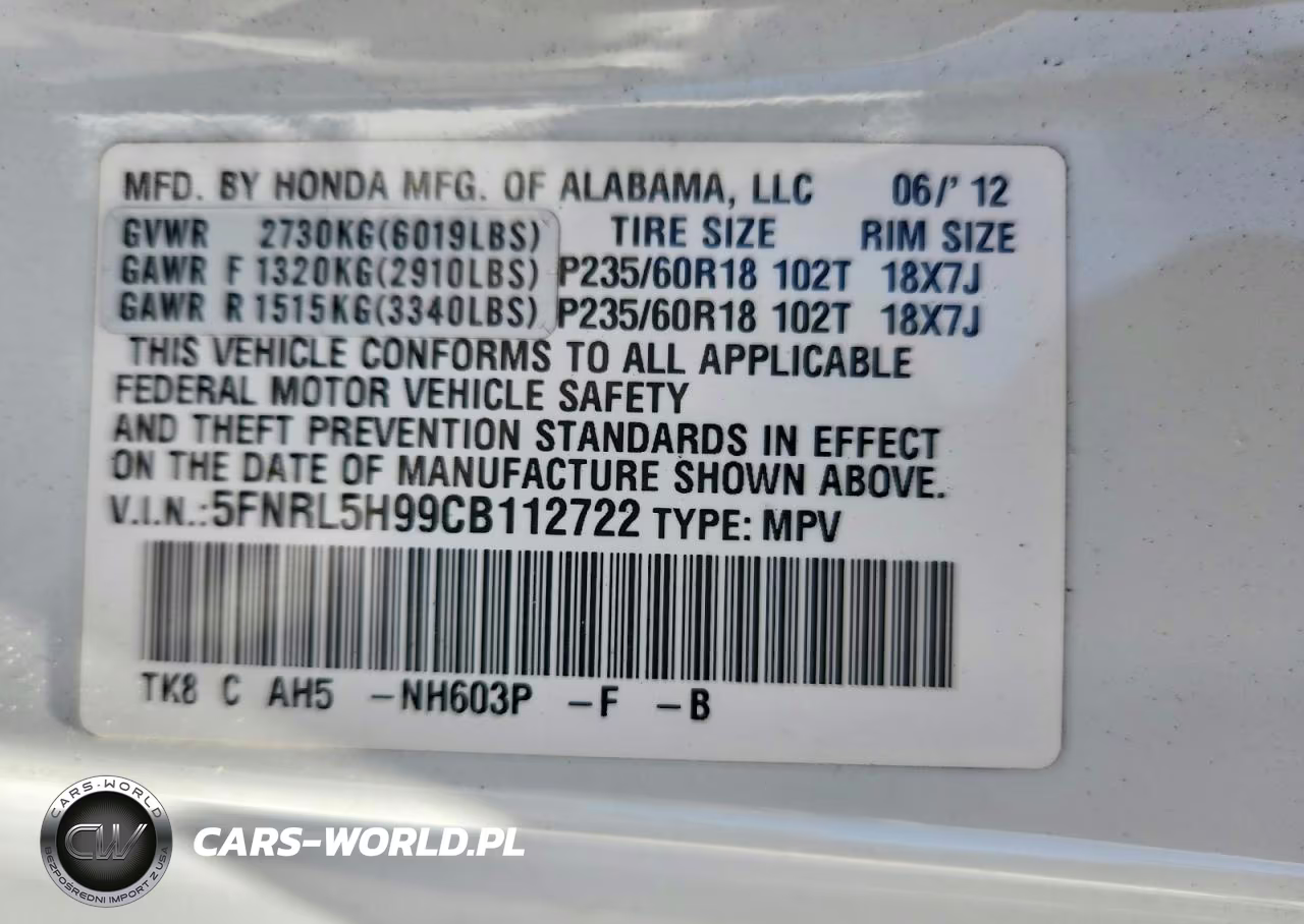 2012 Honda Odyssey Touring VIN:5FNRL5H99CB112722 - 13