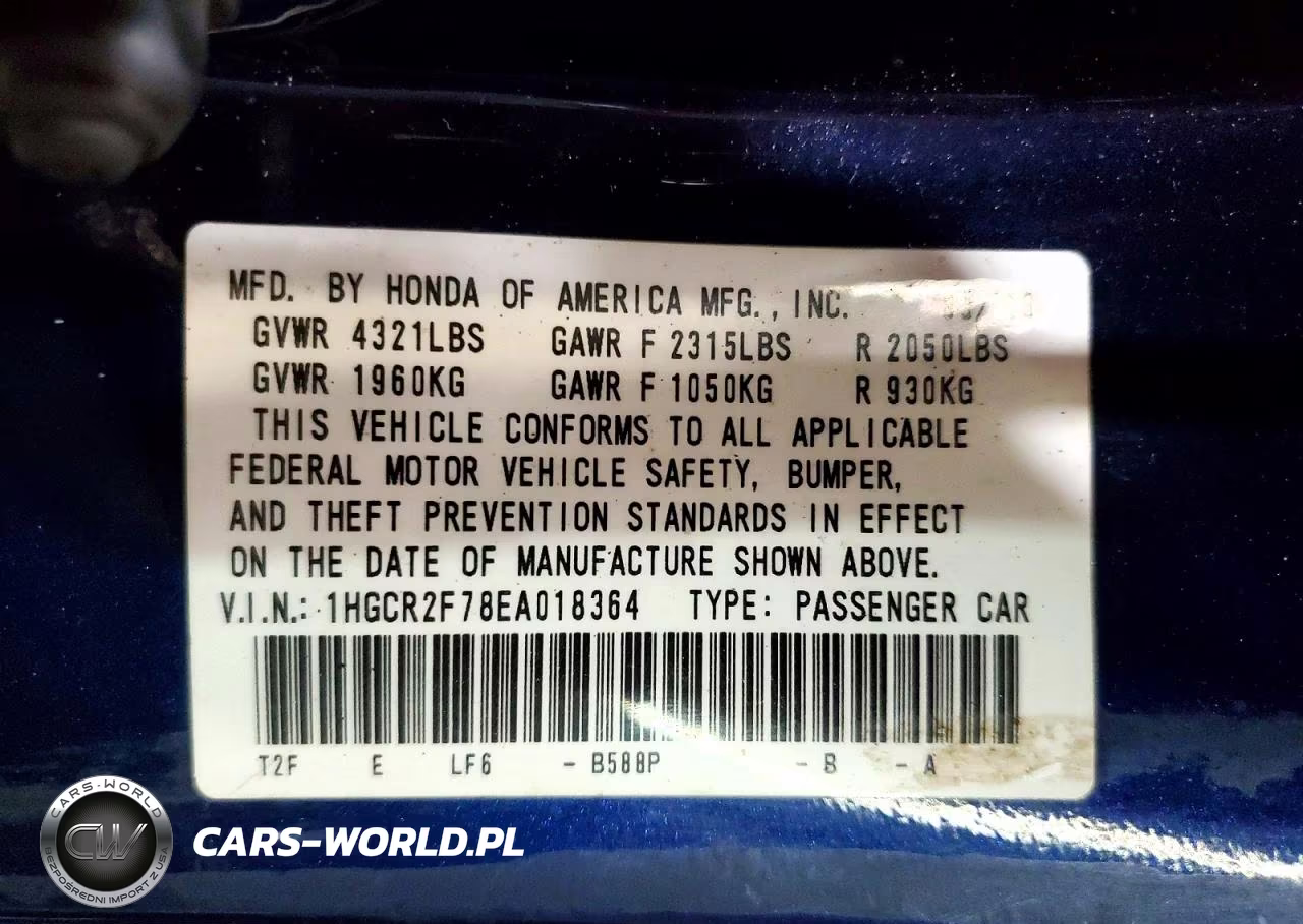 2014 Honda Accord Ex VIN:1HGCR2F78EA018364 - 12