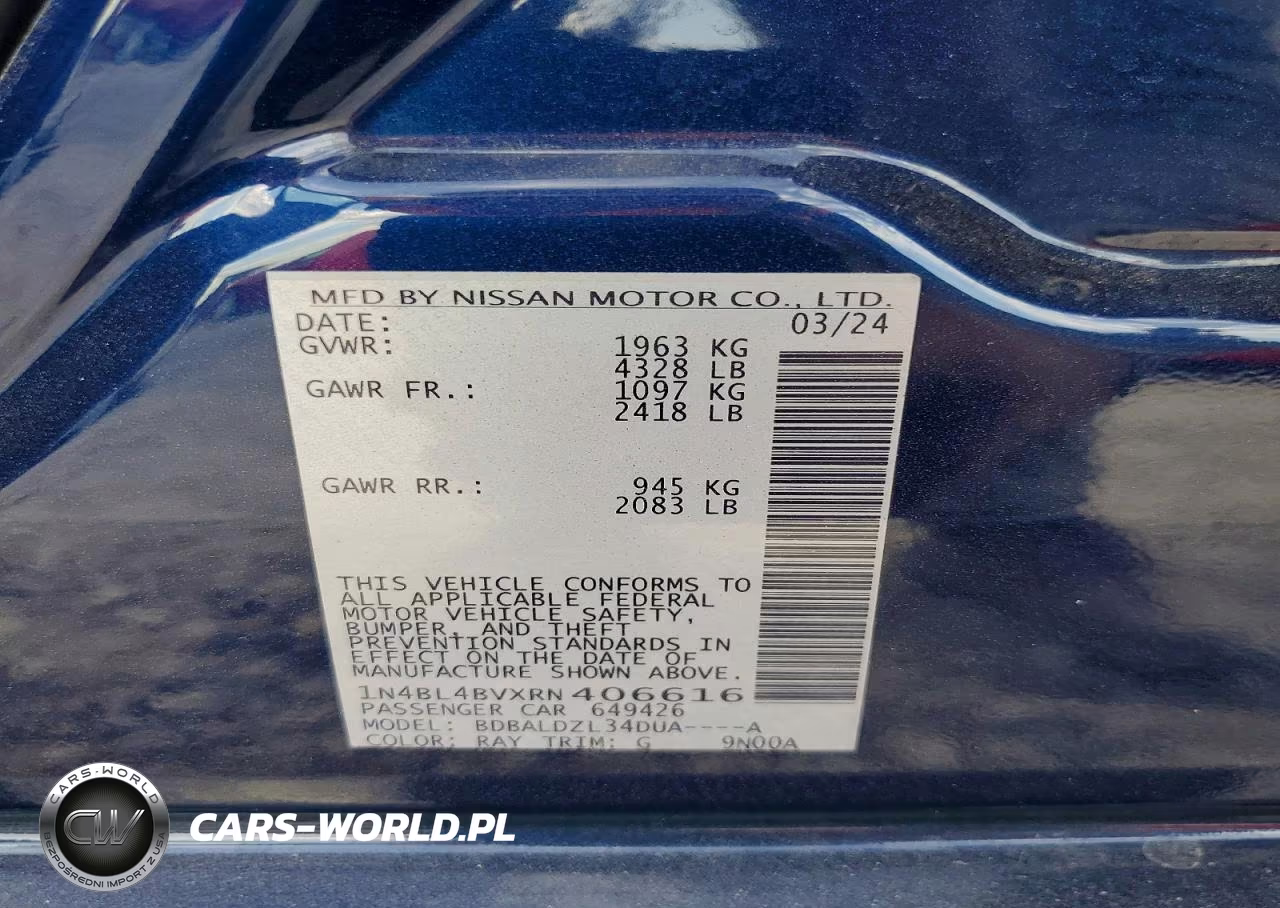 2024 Nissan Altima S VIN:1N4BL4BVXRN406616 - 12