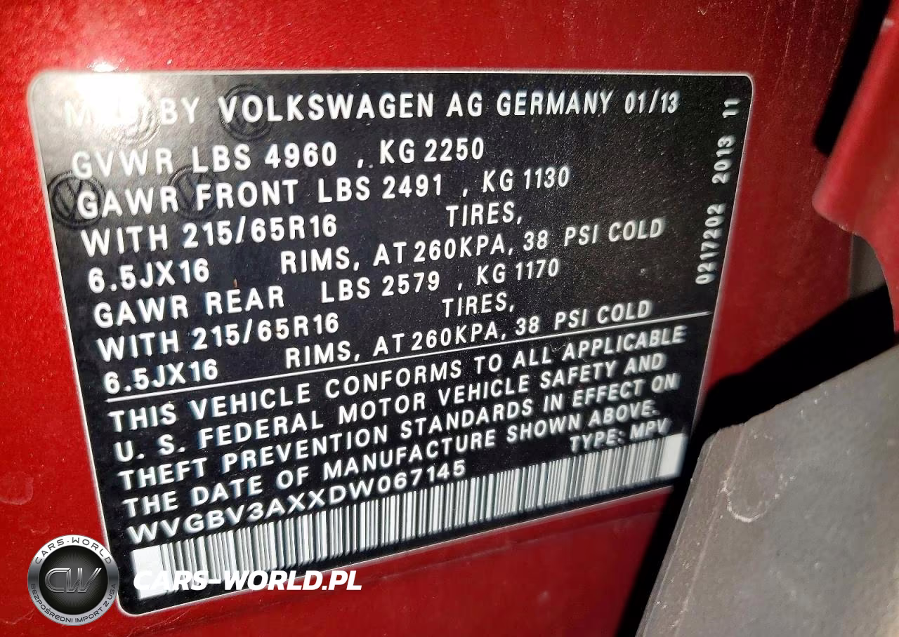 2013 Volkswagen Tiguan S VIN:WVGBV3AXXDW067145 - 13