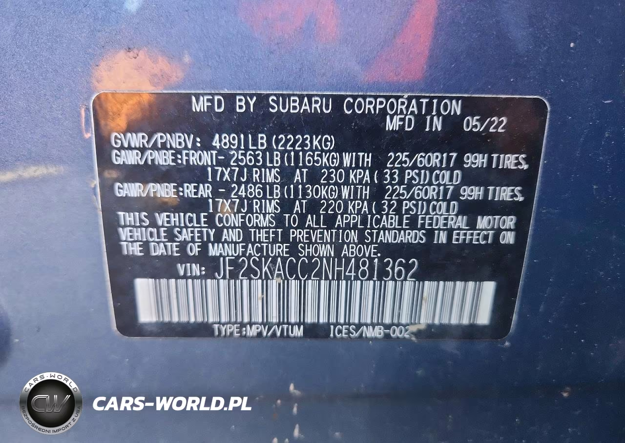 2022 Subaru Forester VIN:JF2SKACC2NH481362 - 13