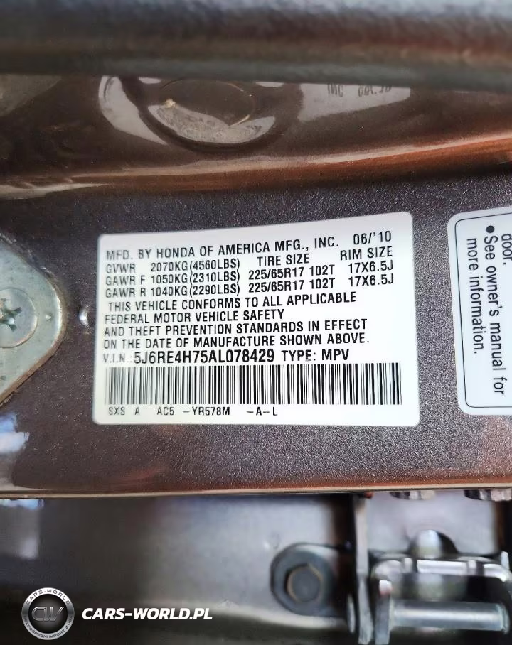 2010 Honda Cr-V Exl VIN:5J6RE4H75AL078429 - 12