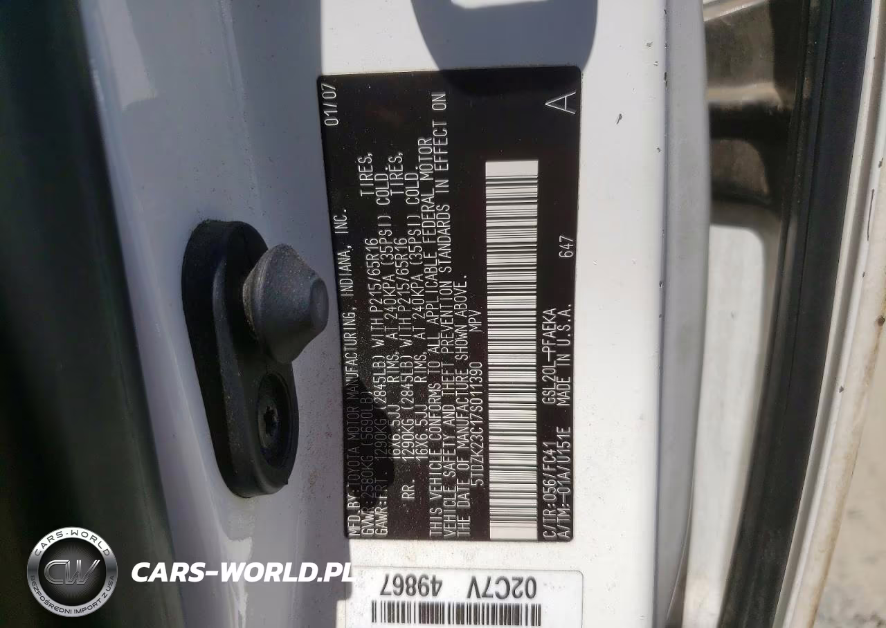 2007 Toyota Sienna Le 7-Passenger VIN:5TDZK23C17S011390 - 13