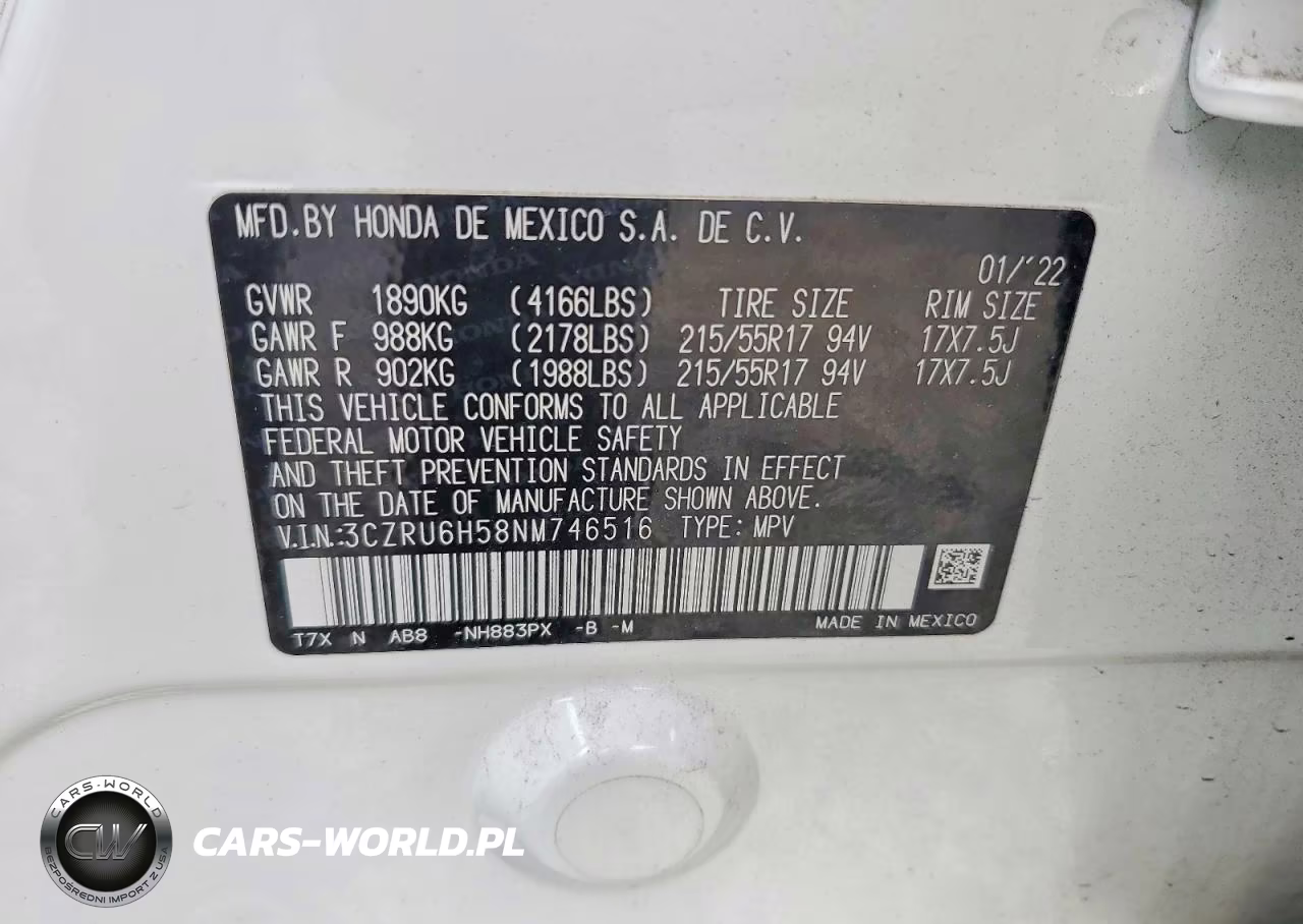 2022 Honda Hr-V Ex VIN:3CZRU6H58NM746516 - 12