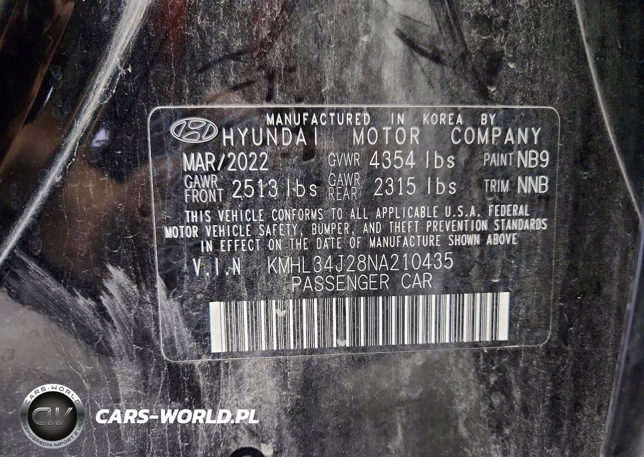 2022 Hyundai Sonata Limited VIN:KMHL34J28NA210435 - 13