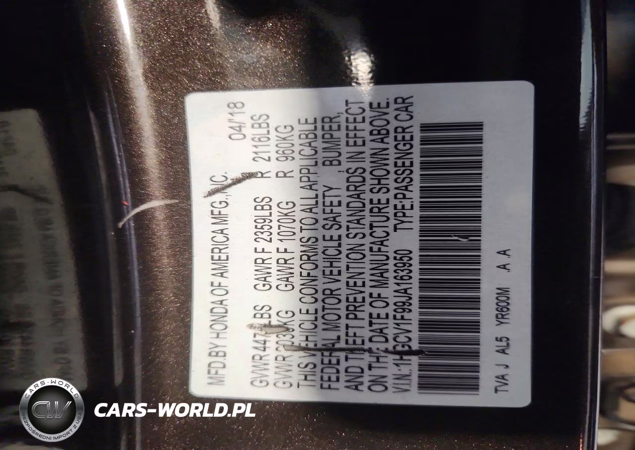 2018 Honda Accord Touring VIN:1HGCV1F99JA163950 - 13