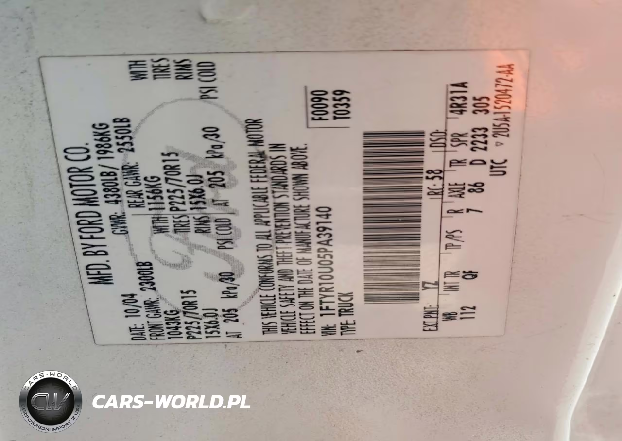 2005 Ford Ranger VIN:1FTYR10U05PA39140 - 12