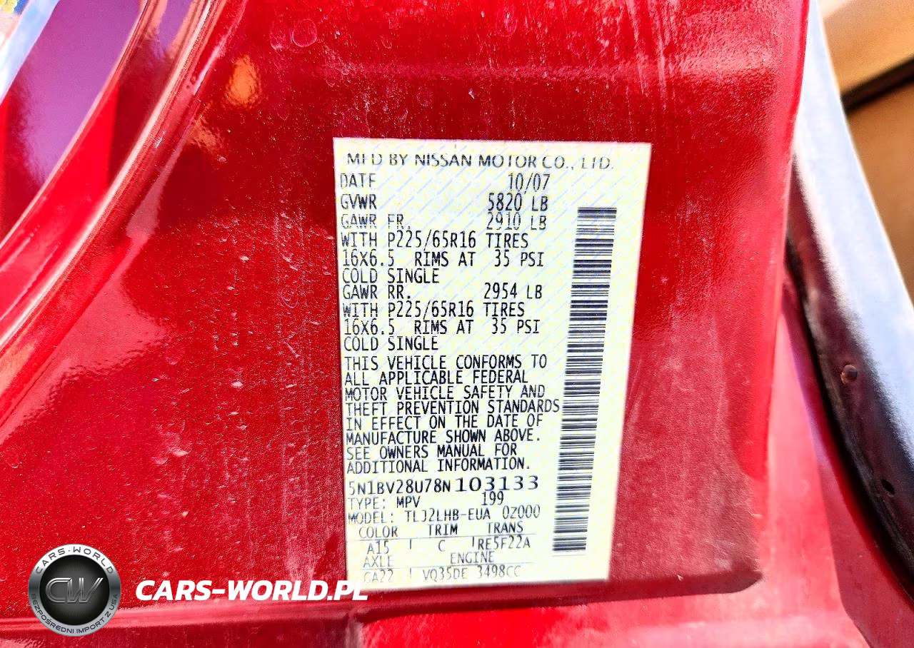 2008 Nissan Quest 3.5 VIN:5N1BV28U78N103133 - 13