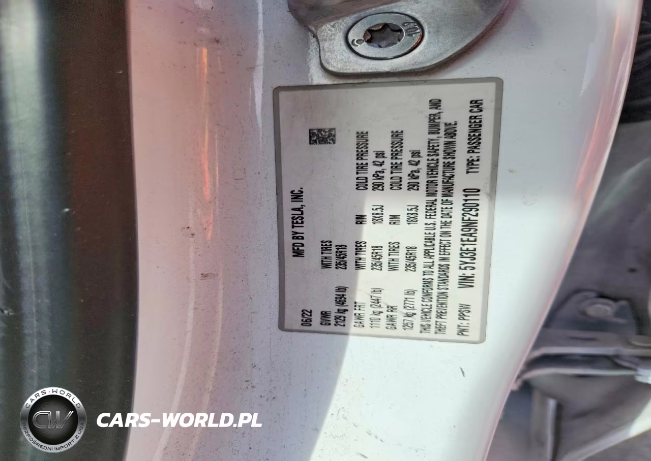 2022 Tesla Model 3 VIN:5YJ3E1EA9NF290110 - 12