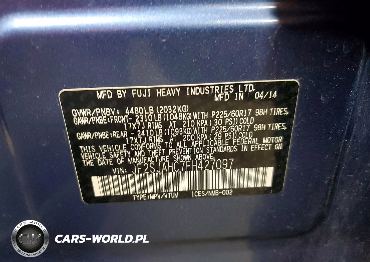 2015 Subaru Forester 2.5I Limited VIN:JF2SJAHC7FH427097 - 12