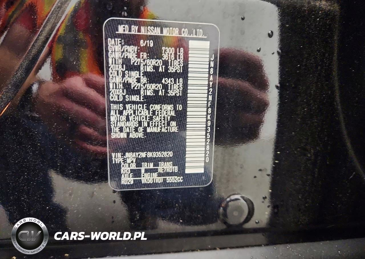 2019 Nissan Armada Platinum VIN:JN8AY2NF8K9352820 - 13