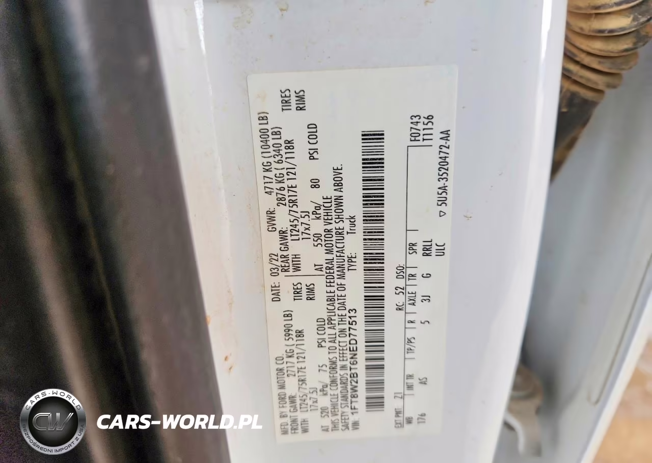 2022 Ford F250 Super Duty VIN:1FT8W2BT6NED77513 - 12