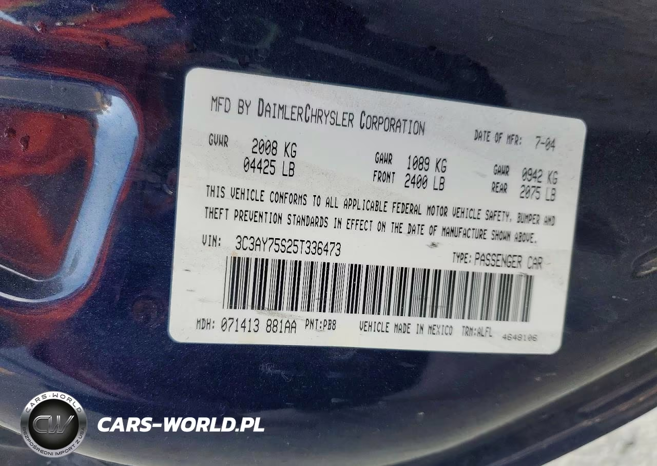 2005 Chrysler Pt Cruiser Gt VIN:3C3AY75S25T336473 - 12