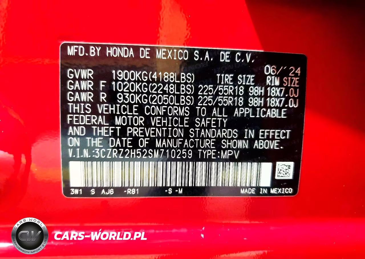 2025 Honda Hr-V Sport VIN:3CZRZ2H52SM710259 - 13